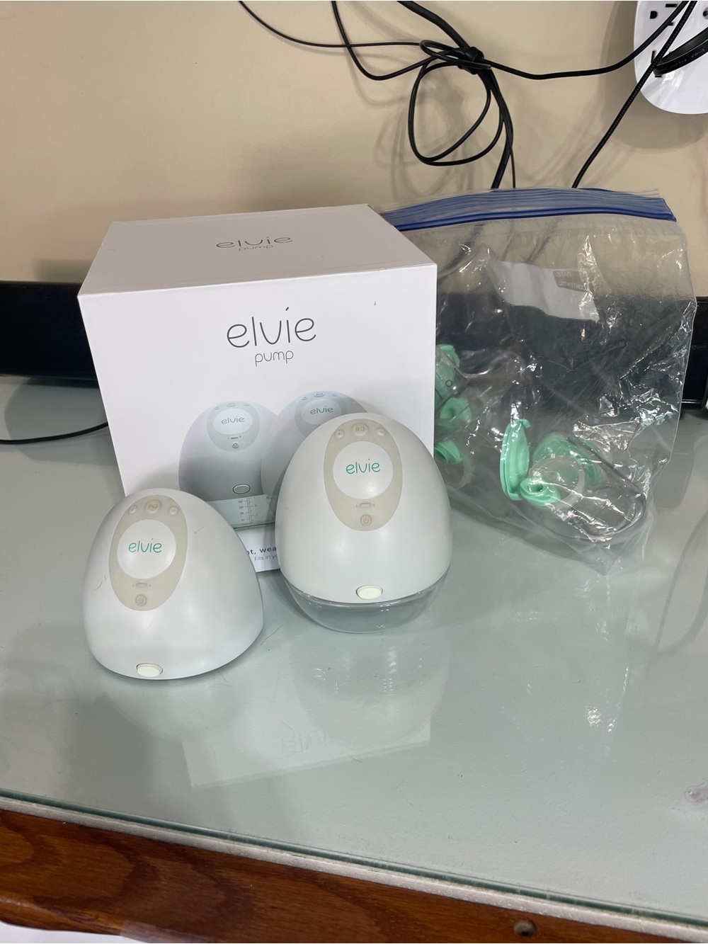 Elvie Double Electric Breast Pump - White & Mint